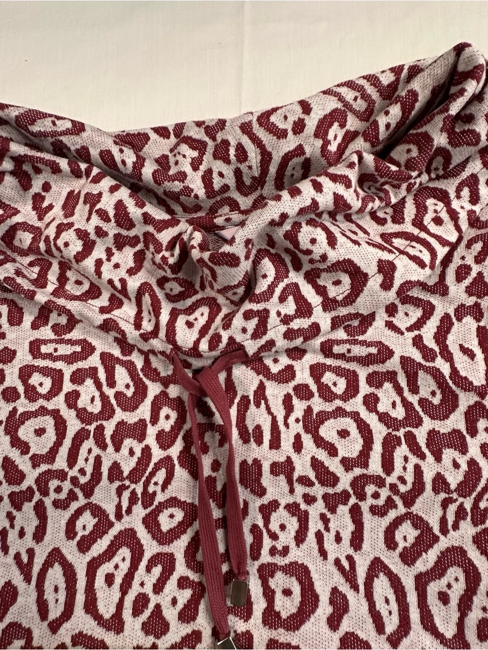 AnyBody Women's Burgundy and Cream Leopard Cowl Pullover - Picture 8 of 13